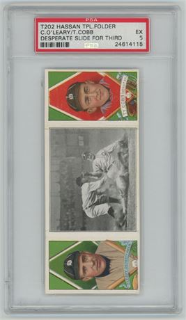 1912 T202 Hassan Ty Cobb Desperate Slide For third PSA 5 Beauty