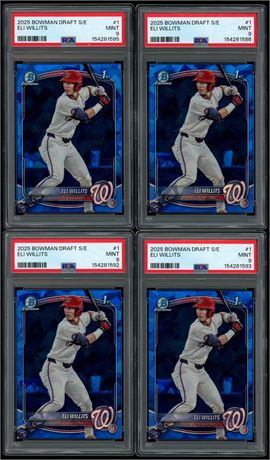 2025 Bowman Draft Sapphire Edition #1 Eli Willits 1st Bowman Lot (4) All PSA 9