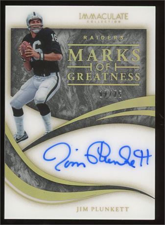 2020 Panini Immaculate Jim Plunkett Mark of Greatness 17/25 Auto
