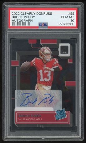 2022 Clearly Donruss #99 Brock Purdy Rated Rookie Auto PSA 10 GEM MINT