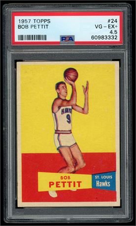 1957 Topps #24 Bob Pettit RC PSA 4.5 VGEX+