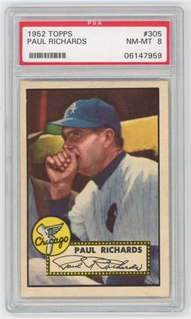 1952 Topps #305 Paul Richards PSA 8 NMMT Only 4 Higher NO 10's