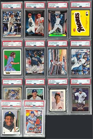 Modern Baseball PSA Graded Lot (14) w / UD Griffey RC, Rose, Ryan, Jeter, Acuna