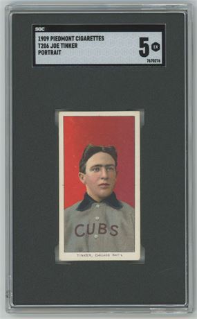 1909 T206 Piedmont Joe Tinker Portrait SGC 5 EX Well Centered Beauty