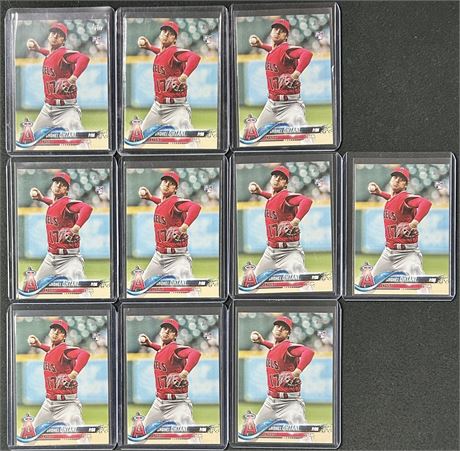2018 Topps Update Shohei Ohtani RC Pitching, Red Jersey Lot (10)