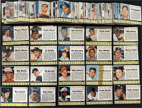 1961 Post Cereal Baseball NEAR set (190/200) LOW GRADE with 24 HOFers