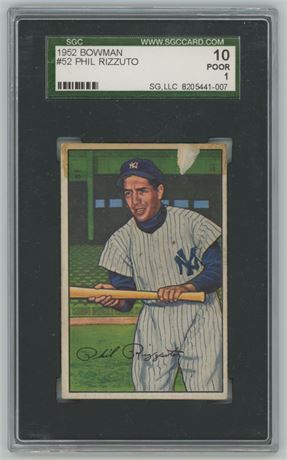 1952 Bowman #52 Phil Rizzuto SGC 1 POOR