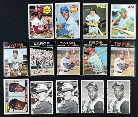 1969-1971 Topps Star/HOF Raw Lot (14) w/ Rose, Clemente, and R Jackson