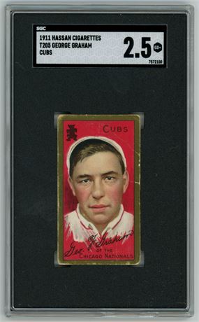 1911 T205 Hassan George Graham SP Cubs SGC 2.5 GOOD+ (READ)