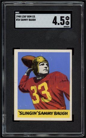1948 Leaf Gum Co. #34 Sammy Baugh RC SGC 4.5