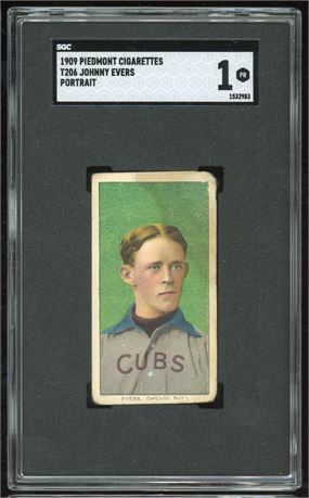 1909-11 T206 Piedmont Johnny Evers Portrait SGC 1 POOR