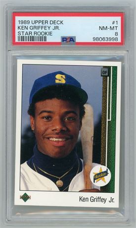 1989 Upper Deck #1 Ken Griffey Jr RC PSA 8 NM READ