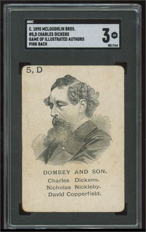 1890 McLoughlin Game of Illustrated Authors #5,D Charles Dickens Pink Back SGC 3