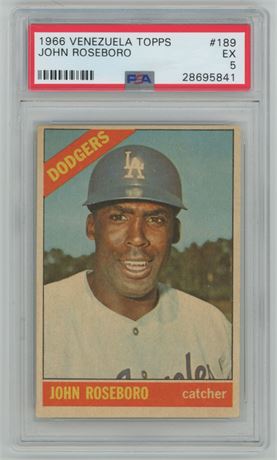 1966 Venezuela Topps #189 John Roseboro PSA 5 EX POP 6, Only 5 Higher