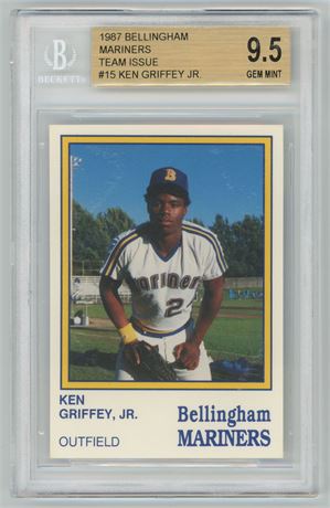 1987 Bellingham Mariners Team Issue #15 Ken Griffey Jr. RC BGS 9.5 GEM MINT