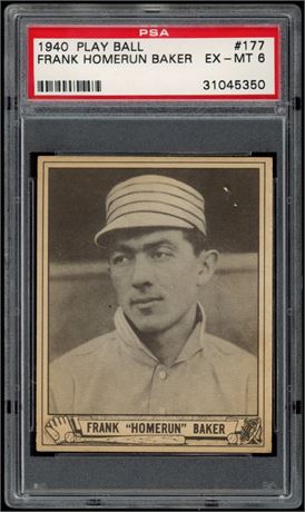 1940 Play Ball #177 Frank "Homerun" Baker PSA 6 EXMT