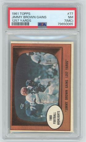1961 Topps #77 Jimmy Brown Gains... PSA 7 (MC)