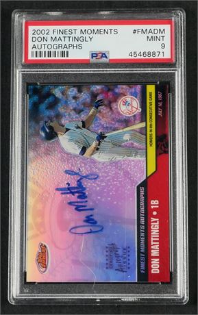 2002 Finest Moments Don Mattingly Autographs PSA 9 MINT