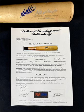 Max Clark Signed Game Used Bat w/ PSA/DNA Authentication