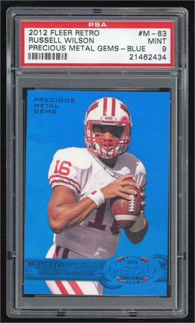 2012 Fleer Retro Russell Wilson RC Precious Metal Gems-Blue 11/50 PSA 9 MINT