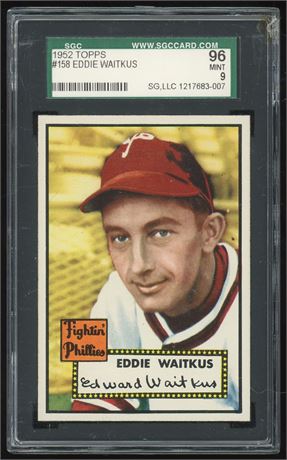 1952 Topps #158 Eddie Waitkus SGC 9 MINT