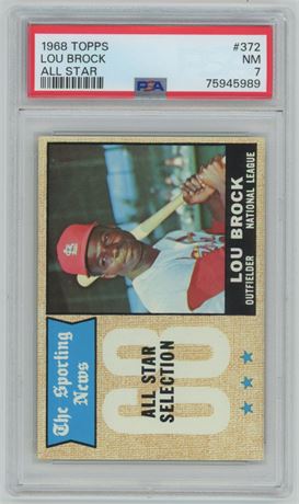 1968 Topps #372 Lou Brock All-Star PSA 7 NM