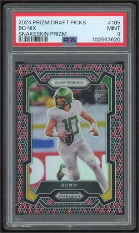 2024 Prizm Draft Picks #105 Bo Nix RC Snakeskin Prizm SSP PSA 9 MINT