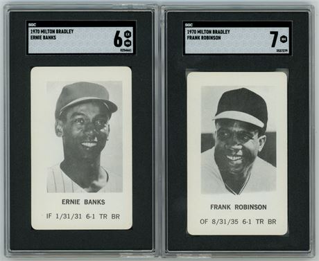 1970 Milton Bradley SGC Graded Lot (2) w/ Ernie Banks, and Frank Robinson