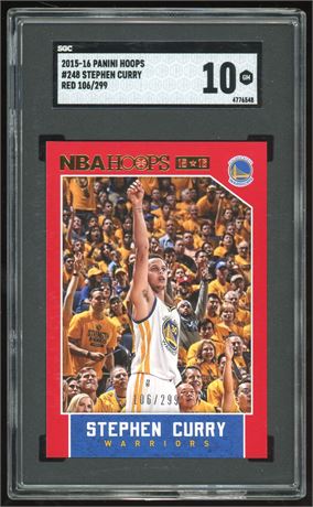 2015 Panini Hoops #248 Stephen Curry Red 106/299 SGC 10 GEM MINT