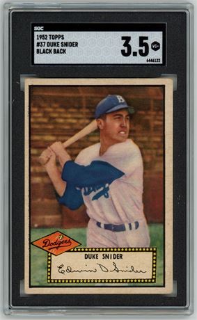 1952 Topps #37 Duke Snider Black Back SGC 3.5 VG+