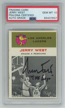 1961 Topps #66 Jerry West RC Autograph w/ "The Logo" insc PSA 10 Auto *Read