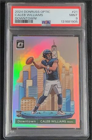 2024 Donruss Optic #21 Caleb Williams Downtown! PSA 9 MINT Case Hit