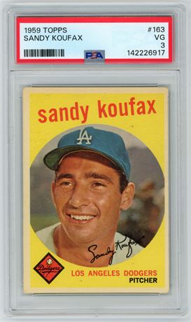1959 Topps #163 Sandy Koufax PSA 3 VG