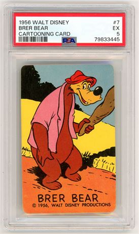 1956 Walt Disney #7 Brer Bear Cartooning Card PSA 5 EX Pop 4 Only 18 Higher