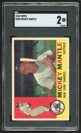 1960 Topps #350 Mickey Mantle SGC 2 GOOD
