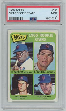 1965 Topps #533 Mets Rookie Stars Tub McGraw PSA 9 MINT Stunner!