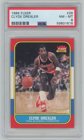 1986 Fleer #26 Clyde Drexler RC PSA 8 NMMT