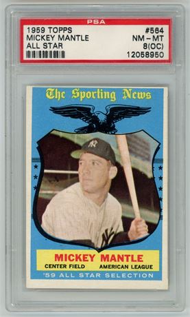 1959 Topps #564 Mickey Mantle Hi# All-Star PSA 8(OC) NMMT