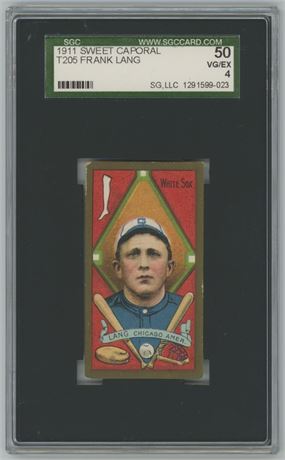 1911 T205 Sweet Caporal Frank Lang SGC 4 VGEX