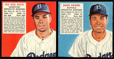 1952-1953 Redman Duke Snider/Pee Wee Reese Hand Cut No Tab