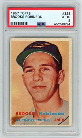 1957 Topps #328 Brooks Robinson Hi# RC PSA 2 GOOD