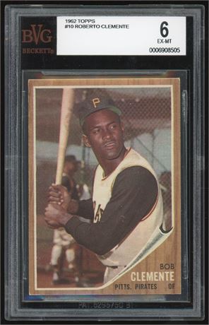 1962 Topps #10 Roberto Clemente BVG 6 EXMT