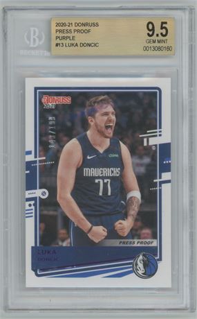 2020-21 Donruss Press Proof #13 Luka Doncic Purple 143/199 BGS 9.5 GEM MINT