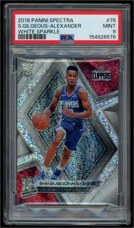 2018 Panini Spectra #76 Shai Gilgeous-Alexander RC White Sparkle Prizm PSA 9