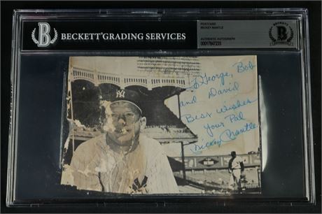 Mickey Mantle Signed Postcard BGS Authentic Autograph