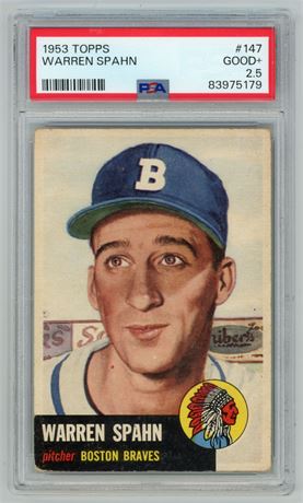 1953 Topps #147 Warren Spahn PSA 2.5 GOOD+