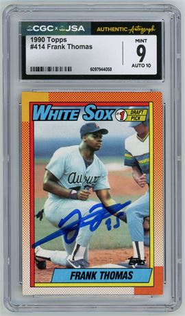 1990 Topps #414 Frank Thomas RC CGC 9 JSA Auto 10