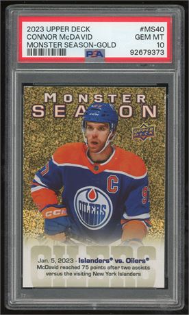 2023 Upper Deck Connor McDavid Monster Season Gold 129/153 PSA 10 GEM MINT