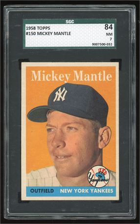 1958 Topps #150 Mickey Mantle SGC 7 NM Great Color