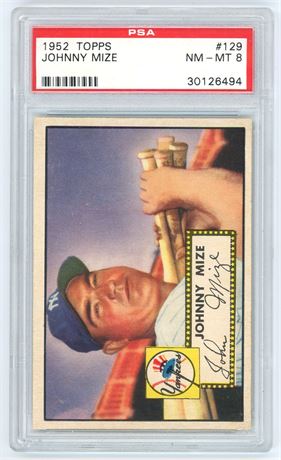 1952 Topps #129 Johnny Mize HOF PSA 8 NMMT Only 3 Higher NO 10's